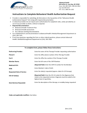 Behavioral Health Authorization Request Form