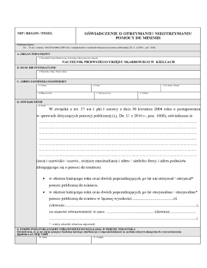 Polish De Minimis Aid Declaration Form