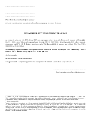 EU De Minimis Aid Declaration Form