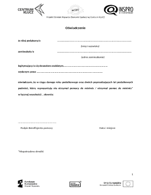 Declaration of De Minimis Aid