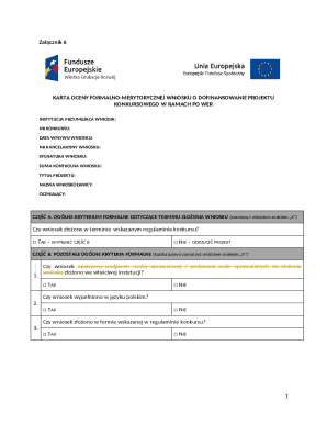 Poland Project Funding Application Evaluation Form