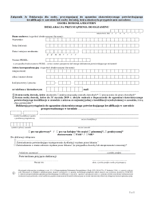 Poland Adult Extern Exam Declaration Form