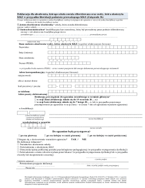 Polish Vocational Exam Declaration for Closed Schools