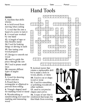 Hand Tools Crossword Puzzle