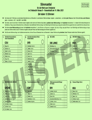 German Local Council Election Ballot