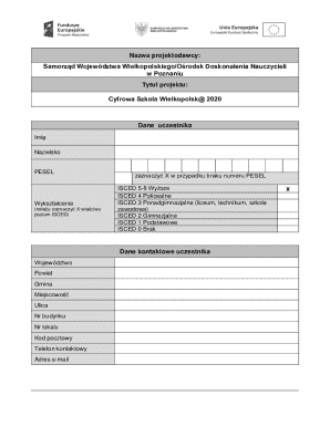 Cyfrowa Szkoła Wielkopolsk@ 2020 Participation Form