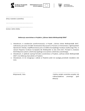 Participation Declaration for Cyfrowa Szkoła Wielkopolsk@ 2030