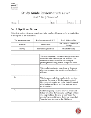 Early Statehood Study Guide