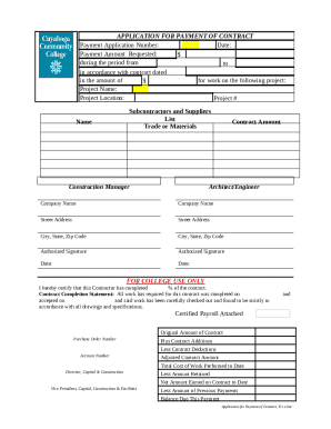 Application for Payment of Contract