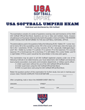 2026 USA Softball Umpire Exam