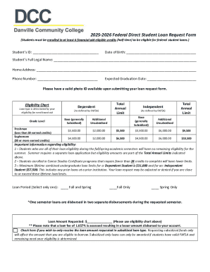 2025-2026 Federal Direct Student Loan Request Form