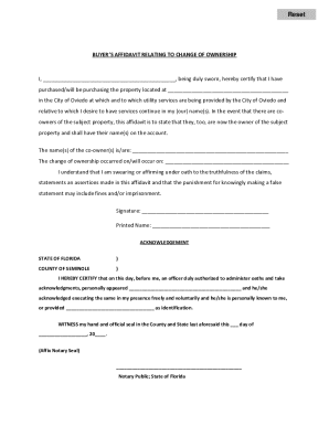 Buyer’s Affidavit Relating to Change of Ownership