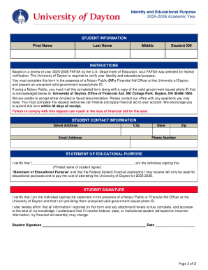 University of Dayton Verification Form