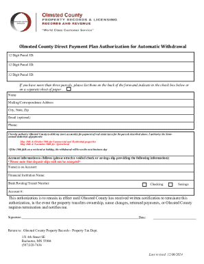 Olmsted County Direct Payment Plan Authorization