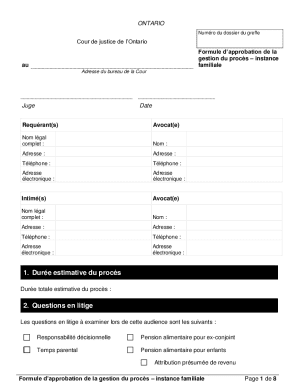 Ontario Family Case Management Approval Form