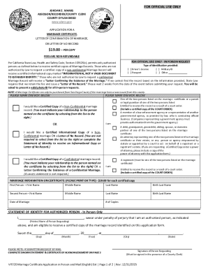 California Marriage Certificate Application