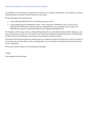 Session Meeting Minutes Template