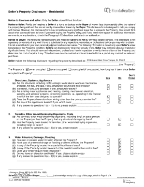 Florida Seller’s Property Disclosure Form
