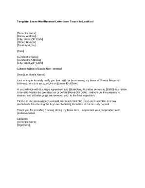 Lease Non-Renewal Letter from Tenant to Landlord