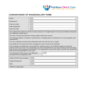 Loan Advance of Wages Salary Form