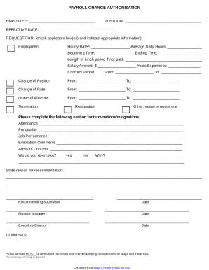 Payroll Change Authorization Form