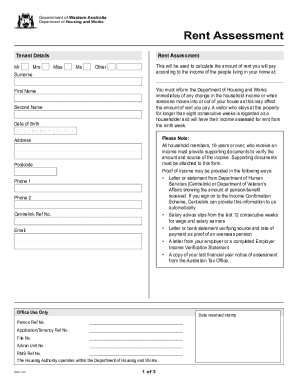 Western Australia Rent Assessment Form