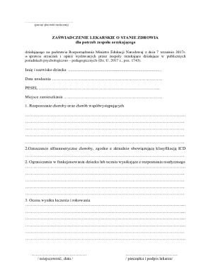 Medical Certificate for Educational Assessment