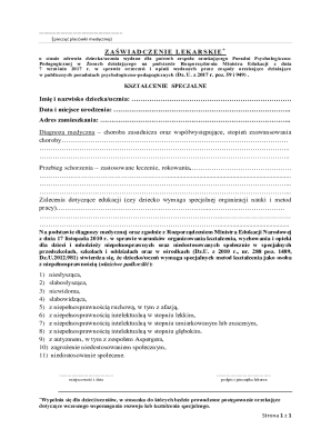 Medical Certificate for Special Education