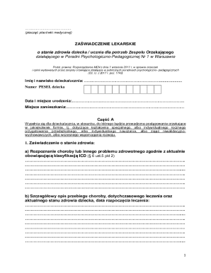 Medical Certificate for Educational Needs