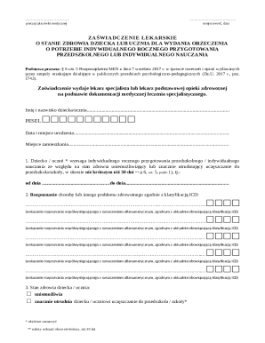 Medical Certificate for Individual Education