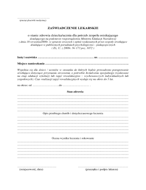 Medical Certificate for Special Education Assessment