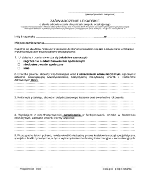 Medical Certificate for Student Assessment