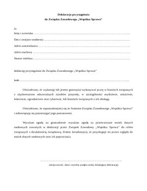 Union Membership Declaration