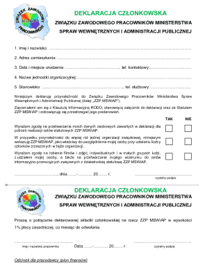 Polish Union Membership Declaration