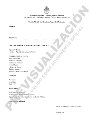 Argentina Vehicle Security Certificate