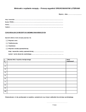 Polish Prescription Request Form