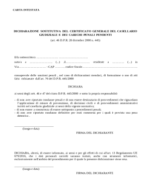Italian Criminal Record Declaration Form