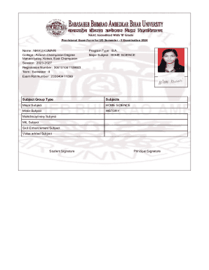 Provisional Exam Form for UG Semester II