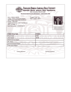 Provisional Exam Form for UG Semester II