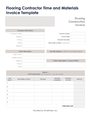 Flooring Contractor Time and Materials Invoice Template
