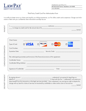 Third Party Credit Card Pre-Authorization Form