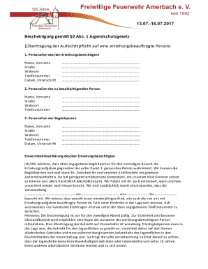 German Youth Supervision Authorization Form