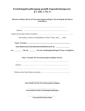 Erziehungsbeauftragung Form