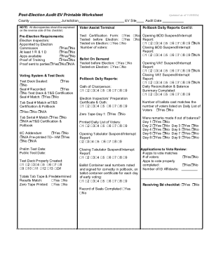 Post-Election Audit EV Printable Worksheet