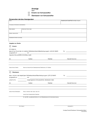 German Firearm Acquisition/Transfer Notice