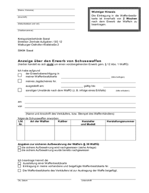 German Firearm Acquisition Notification