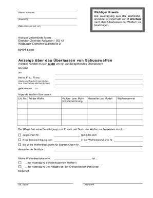 German Firearm Transfer Notice