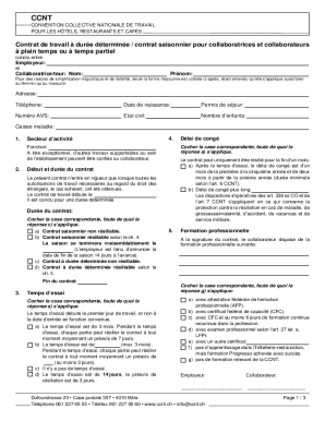 Swiss Hospitality Sector Fixed-Term Employment Contract