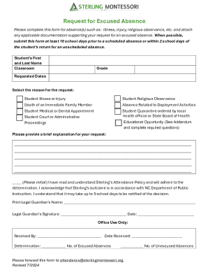 Request for Excused Absence Form