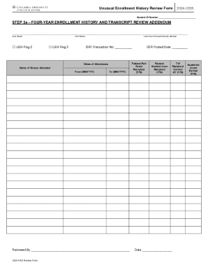 Unusual Enrollment History Review Form